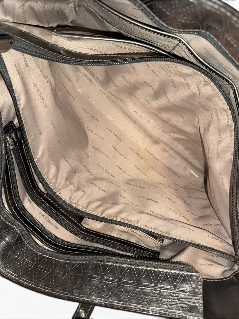 Michael Kors Metallic Silver Quilted Tote - Picture 10 of 12